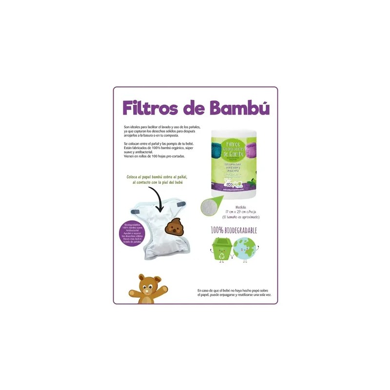 Papel Bambú Ecopipo Para Pañales De Tela 3 Pack 100