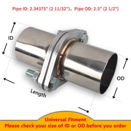 FGJQEFG Exhaust Flange Bolts Quick Fix Repair Pipe Kit w/Gasket & Hardware, 2.5'' Inch OD 2 Bolts T304 Stainless Steel Universal Flange Replacement Kit