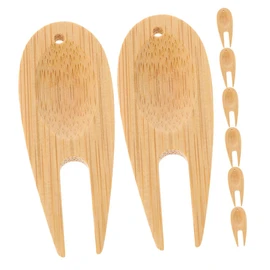 Gatuida 8pcs Bamboo Golf Divot Repair Tool Lightweight Grass Maintenance Forks for Portable Accessory for Golf Enthusiasts