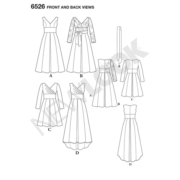 New Look Pattern 6526 Women's Dress with Bodice Variations, Paper,