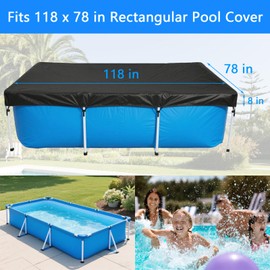 118 x 78 inch Rectangle Pool Cover 9.8 x 6.5 ft Rectangular Frame Pool Covers 10 x 6 Garden Outdoor Above Ground Swimming Pool Shades Hot Tub Canopy Backyard Adult Pool Accessories Waterproof