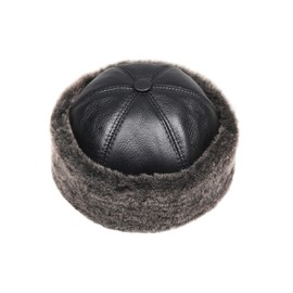 Zavelio Men's Shearling Sheepskin Winter Beanie Hat Medium Black