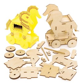 Baker Ross FE453 Trojan Horse Woodcraft Kits - Pack of 2, Wooden Crafts for Children to Decorate and Display, Kids Educational Activity