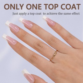 Misssix French Gel Nail Tips, 240Pcs French Tip Press on Nails Long Square Pink, No Need to File Tips Pre-lasting, Fake Nails for Nail Art DIY 15 Sizes