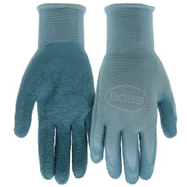 BOSS Women's Tactile Grip Crinkle Latex Coated Work Gloves, 2-Pack, Abrasion Resistant, Water Resistant, High Dexterity, Enhanced Grip, Large, Gray/Teal, (B32081-WML2P)
