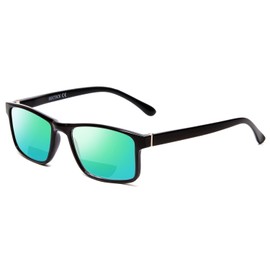 Calabria Polarized BiFocal Reading Sunglasses +2.50 Black/Green Mirror Men Women Trendy Bi-Focal Sun Glasses Readers Fashion