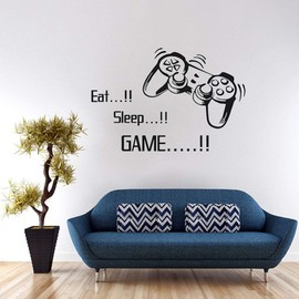SITAKE Game Room Decor, “EAT Sleep Game+Gamepad” Boys Room Decorations for Bedroom, Kids Wall Decor and Wall Stickers for Playroom, 20.9 x 33.9 Inch