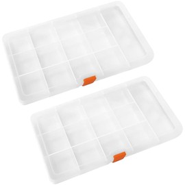 Parts, Storage Box, Divided Case, Parts Case, Plastic Parts, Transparent Parts Organizer, 8.1 x 4.9 x 0.6 inches (20.8 x 12.5 x 1.6 cm), 2 Pieces, 13 Grids, Ideal for Storing Small Items, Parts, and
