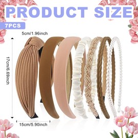 7 Stück Haarreifen Set Damen, Perlen Stirnbänder Rutschfeste Haarbänder, Gepolsterte Haarschmuck für Frauen und Mädchen, Vielseitige Stirnbänder für Alltag und Styling, Perlen Haarreifen Set