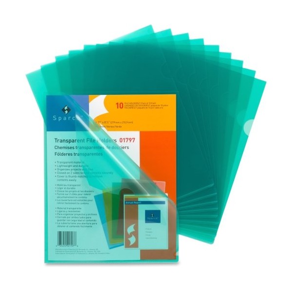Sparco Transparent File Holder - Letter - 11 Width x