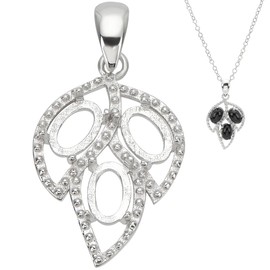 PH PandaHall 925 Sterling Silver Pendant Bowl with Blank Bezel Leaf Shape Open Back Setting Pendant Charm for Necklaces Jewellery Making, Silver