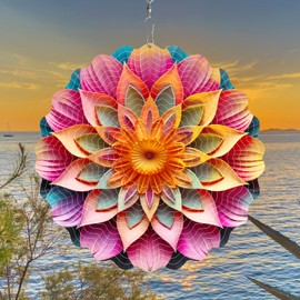 TIANCENTRAL H Stainless Steel Wind Spinner Worth Gift Indoor Outdoor Garden Decoration Crafts Ornaments 10 inch Multi Color Mandala Wind Spinners 3D Frosted Wind Spinner Mandala Wind Sculptures