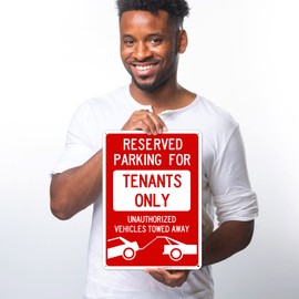 Sigo Signs - Reserved Parking Sign, Tenants Parking Only Sign, No Parking, 10x14 Inches, Rust Free .040 Aluminum, Fade Resistant, Made in USA