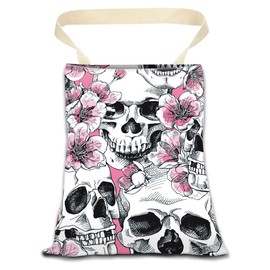 ANKVRP Car Garbage Can, Car Trash Bag, Car Garbage Bag, Hanging Car Trash Can for Car Accessories, Vehicle, Travelling, Camping, Cute Car Back Seat Organizer, Skull Pink Floral