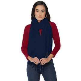 ALLEN & MATE Soft Ladies Scarves Pashmina Shawls and Wraps for Wedding Scarfs Handcrafted for Women Winter (Navy Blue)
