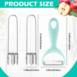 2pcs Red Bell Pepper Se-ed Corer Stainless Steel Fruit and Vegetable Corer Tool with 1pc Fruit Peeler Fruite Corers Red Bell Peppers Cutter Pepper Se-ed Remover Tool(COLOR:silver)