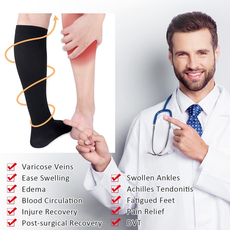 CASMON 2 Pairs Zipper Compression Socks for Women & Men,15-20
