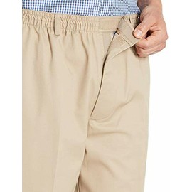 Benefit Wear Mens Adaptive Full Elastic Waist Twill Pants with Hook-and-Loop Waistband & Fly (3X, Khaki)