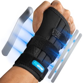 Fitomo Wrist Support with 3 Metal Splints and Soft Thumb Opening, Wrist Splint for Carpal Tunnel Arthritis Tendonitis Sprains, Hand Splint for Night Support Sleeping, 1 Unit, Left Hand