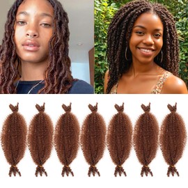 Marley Hair 8 Inch 7 Packs Pre Separated Springy Afro Twist Hair Marley Twist Braiding Hair for Faux Locs Pre Fluffed Wrapping Hairs (8 inch, 33-7)