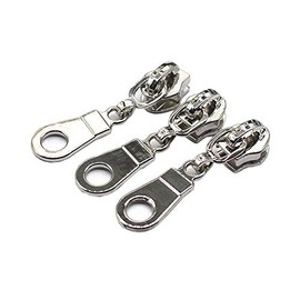 YaHoGa 50PCS #5 Silver Pulls for Nylon Coil Zippers Shiny Silver Zipper Sliders for Luggages Purses Bags Bulk(Shiny Silver)