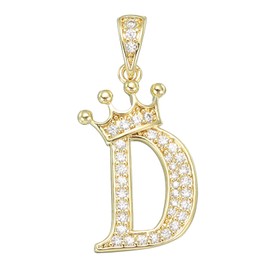 sourcing map A-Z Crown Initial Necklace, Alphabet D Pendant Gold Plated Cubic Zirconia Monogram Pendant Name Jewelry for Men Women DIY
