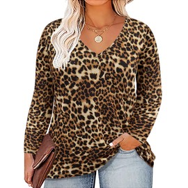 RITERA Women Plus Size Tops Winter 5X Leopard Print Tops Tie Dye Long Sleeve T-Shirts Blouse Tunic 5XL 26w 28w