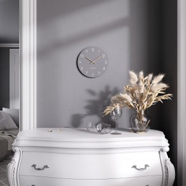 Cander Berlin MNU 2625 C Wall Clock Silent 25 cm No Ticking Analogue Living Room Kitchen Modern Vintage Grey Wooden Hands