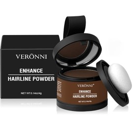 VERONNI Hairline Powder, Root Cover Up Hairline For Thinning Hair Women Men Eyebrows, Beard Line, Waterproof Long Lasting Hair Shadow Powde (Medium Brown, 13)