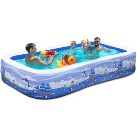 Nattork Inflatable Pool for Kids and Adults, 145" x 71" x 22" Family Full-Sized Inflatable Swimming Pool, Durable Thickened Above Ground Blow Up Pool for Kids Pools for Backyard Outdoor and Indoor