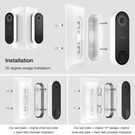 HOLACA Wall Plate Compatible with L35°/R35 °Wedge Nest Hello Video Doorbell, ABS Material Adjustment Mounting Wall Plate Wedge Kit