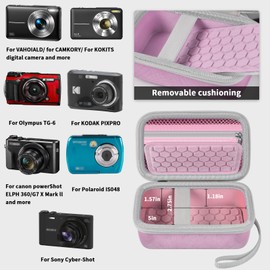 Digital Camera Carrying Case Compatible with Canon PowerShot G7 X Mark II/ G7X Mark III Digital 4K Vlogging Camera/for CAMKORY/for Lecran and More, Compact Small Camera Storage Bag for Kids (Pink)