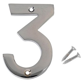 Merriway BH03002 Numeral, 50mm (2 inch) - No. 3, Polished Chrome