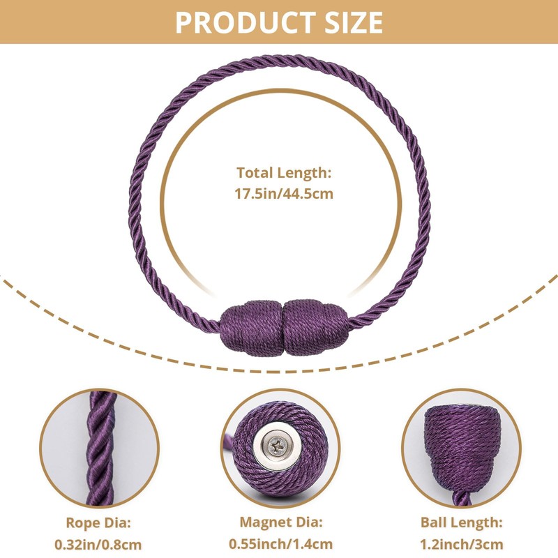 Pretty Jolly 2 Pack Strong Magnetic Curtain Tiebacks Handmade Weave