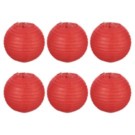 PATIKIL 6 Inch Paper Lanterns, 6 Pack Round Folding Hanging Lamp Shade for Wedding Home Party Festival Celebration, Red