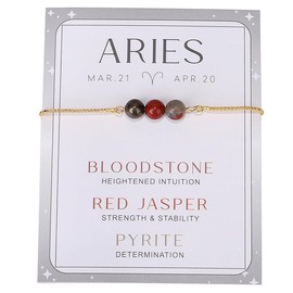 Fuqimanman2020 Zodiac Bead Bracelets Natural Stone Healing Gemstone Crystal Beaded Bracelets Horoscope Stretch Adjustable for Men, Women, Teens-Aries