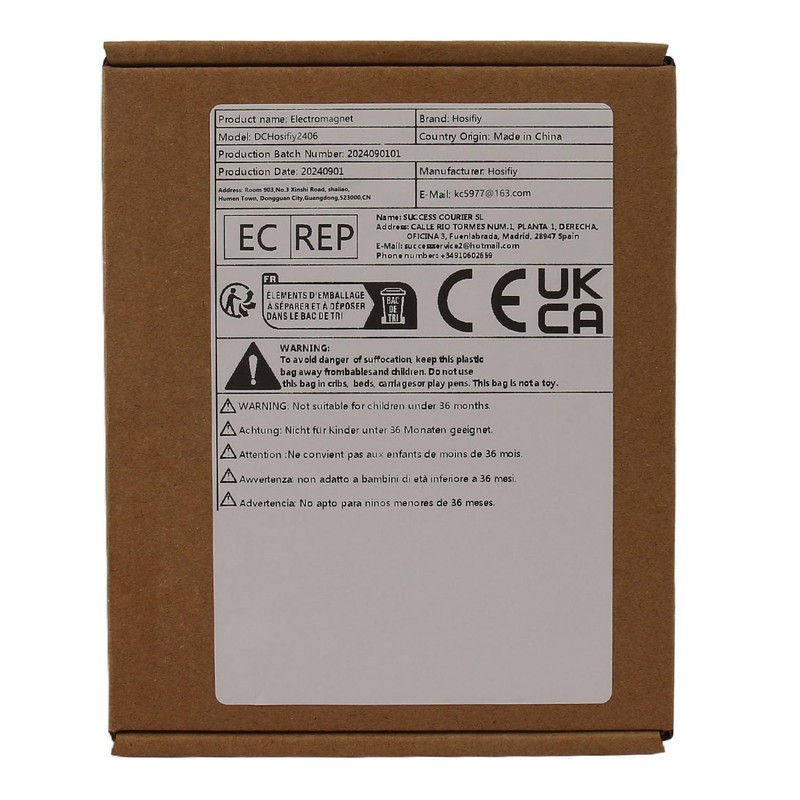 Electromagnet, 12 ± 2 V operating voltage, the maximum suction