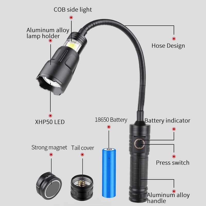 LED Work Light 1000LM Magnetic Flexible LED Flashlight with COB