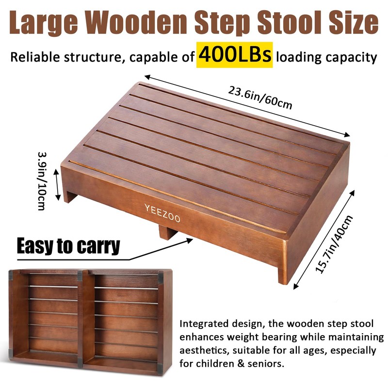 Wooden one Step Stool- Solid Pine Wood Step Riser with
