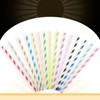 qiqee 150pcs Stripe Paper Straws for Drinking Disposable Straws Disposable
