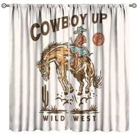 HZOHNAGO - Cortinas vaqueras occidentales con estampado de vaquero rojo y vaquero, cortinas opacas con bolsillo para barra, para dormitorio, sala de estar, 42 x 63 pulgadas