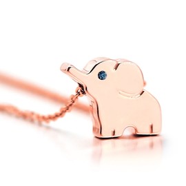 Lazycat 18k Plated Elephant Pendant Necklace in Stainless Steel Lucky Elephant of Jewelry (Rose Gold)