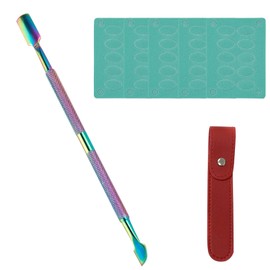 Neyeau 7PCS Nail Cuticle Pusher Tool Set,Nail Etching Manicure Tool,Double Head Design,for Pedicure and Manicure,with 1 Storage Bag,5*Sand Polishing Tablets