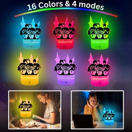 Nocles Harry Gifts Night Light for Kids Castle 3D Illusion Lamp 16 Colors Changing with Remote Control Cool Stuff Magic Gifts for Boys Girls Christmas Birthday
