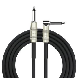 Kirlin Cable IP-202PR-20/BK - 20 pies - Cable de instrumento de enchufe recto a ángulo recto de 1/4 pulgadas, cubierta de PVC negro