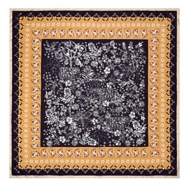 53” Large Head Scarf for Women - Silk Satin Scarf for Hair Wrapping at Night Bandana Square Scarf for Sleeping (Black Gold A)