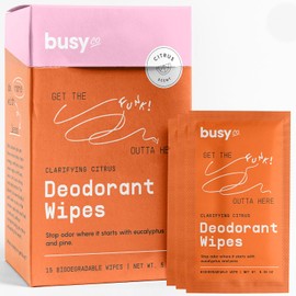 BUSYCO- Toallitas desodorantes Refresh Line - 15 unidades Toallitas desodorantes para mujeres con zinc, probióticos y prebióticos - D