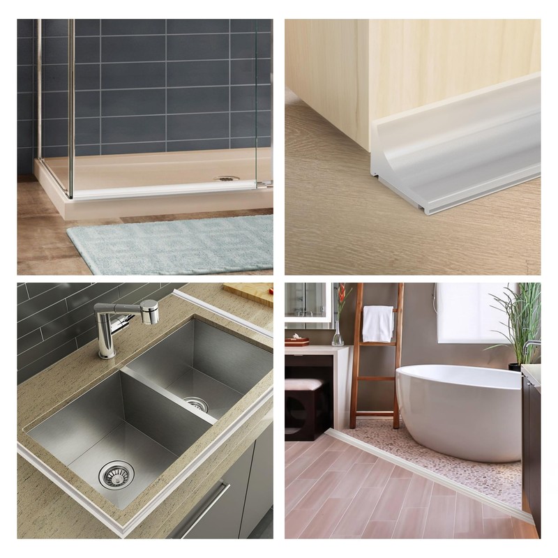 67Inch Shower Threshold Water Dam, Self-Adhesive Silicone Shower Barrier Water