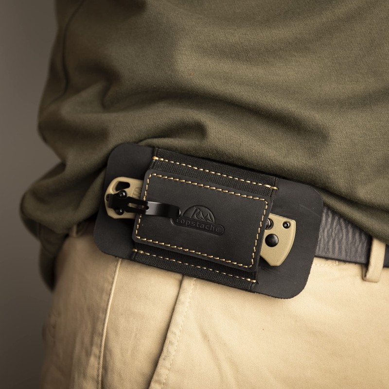 Topstache Horizontal Carry Leather Sheath for Belt, Natural Leather with