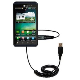 Gomadic Unique Coiled USB Charge and Data Sync Cable for The LG Thrill 4G – Charging and HotSync Functions with one Cable. Built with TipExchange